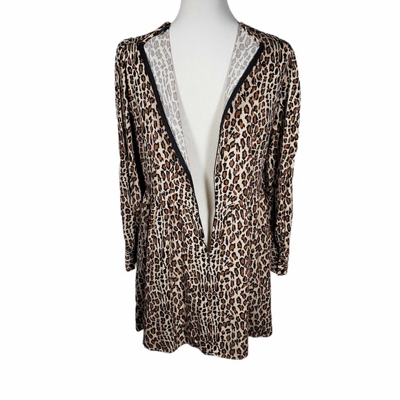ZARA Woman size Large Animal Print Long Sleeve Mini Dress w/ Pockets - Picture 7 of 9